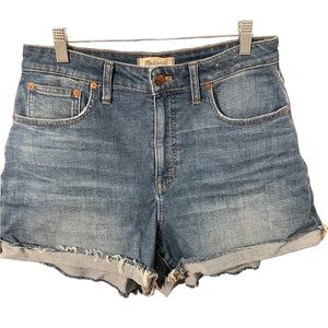 Madewell Women’s Curvy High-Rise Denim Jean Shorts Raw Hem Blue Size 29